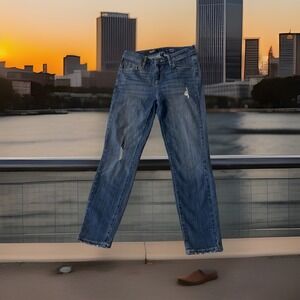 Simply Vera Vera Wang Womens Mid Rise Ankle Distressed Denim Jeans 2 Skinny